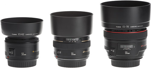 canon-50mm-lenses-with-hoods